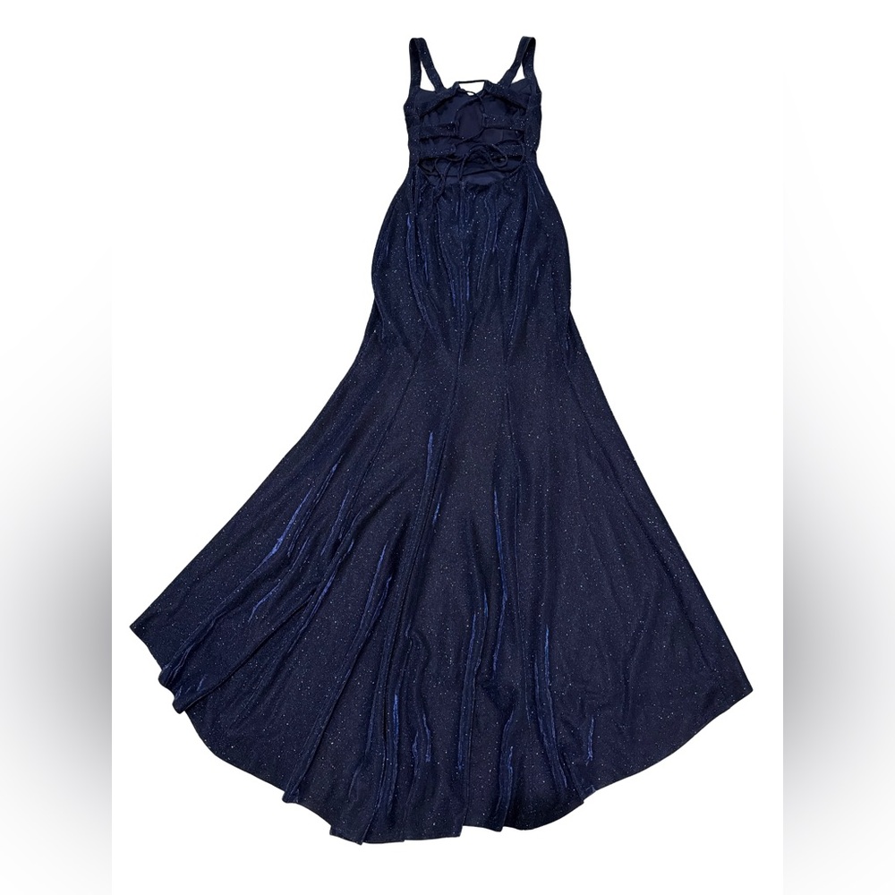 B. Smart Navy Sparkle A-Line Dress, Junior Sizing 7
Long with Slight Train NEW